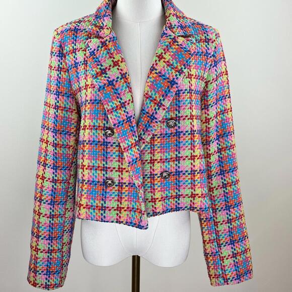 Vanessa Zani Made in Italy Cotton Multicolour Tweed Blazer Size M - Picture 3 of 9